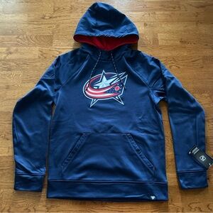 COLUMBUS Blue Jackets Sweatshirt Hoodie Navy Blue Pullover Hood M Fanatics NHL